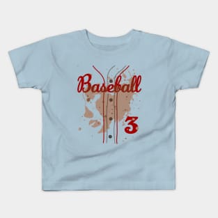 Baseball Jersey Number 3 Baseball Uniform Dirty Funny #3 Kids T-Shirt